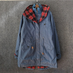 出口外单 女款扎实面料做工  中长款燕尾服棉衣棉服 微瑕特价