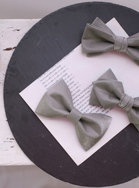 吴大侠灰色闪光领结煲呔蝴蝶结婚新郎伴郎婚礼西装衬衫司仪礼服男