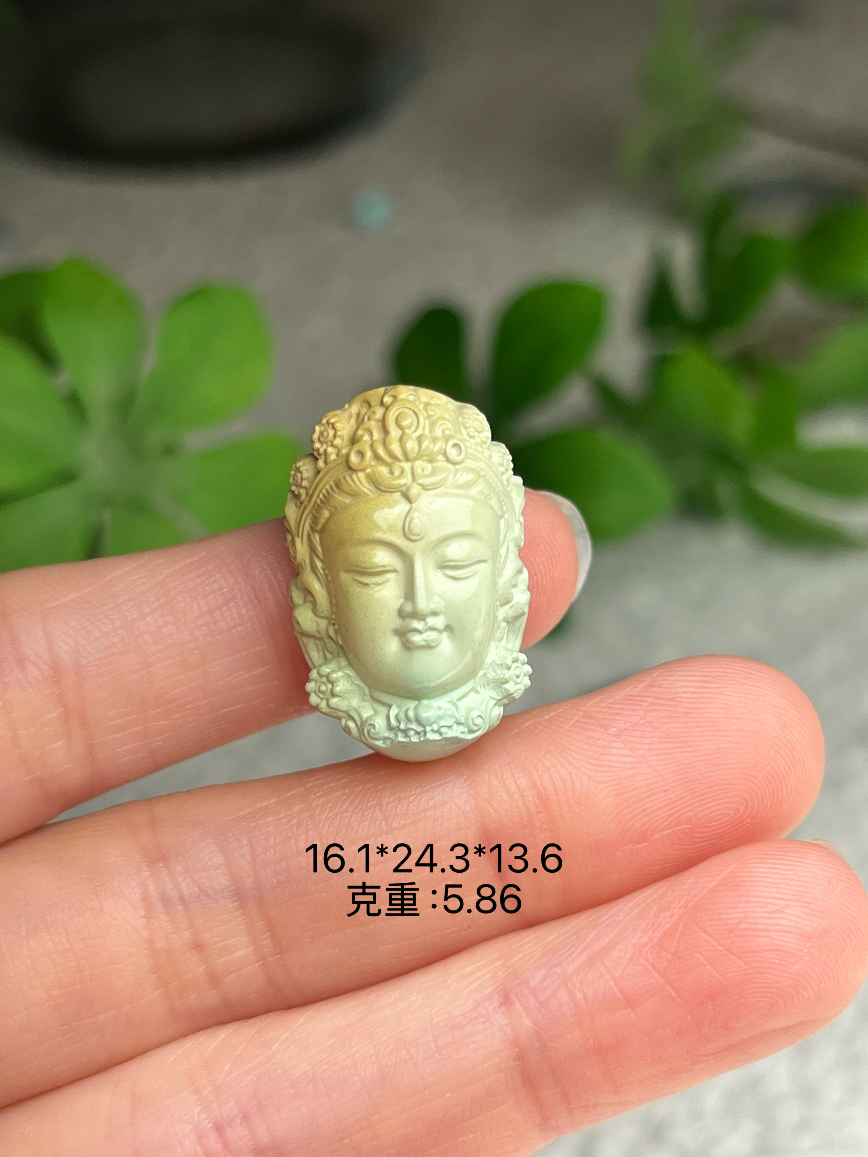 原矿绿松石高瓷特色精工观音头度母吊坠配饰