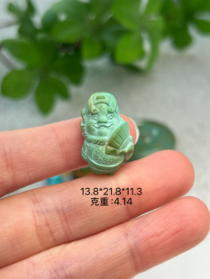 原矿绿松石高瓷精工精工精雕钟馗吊坠配饰
