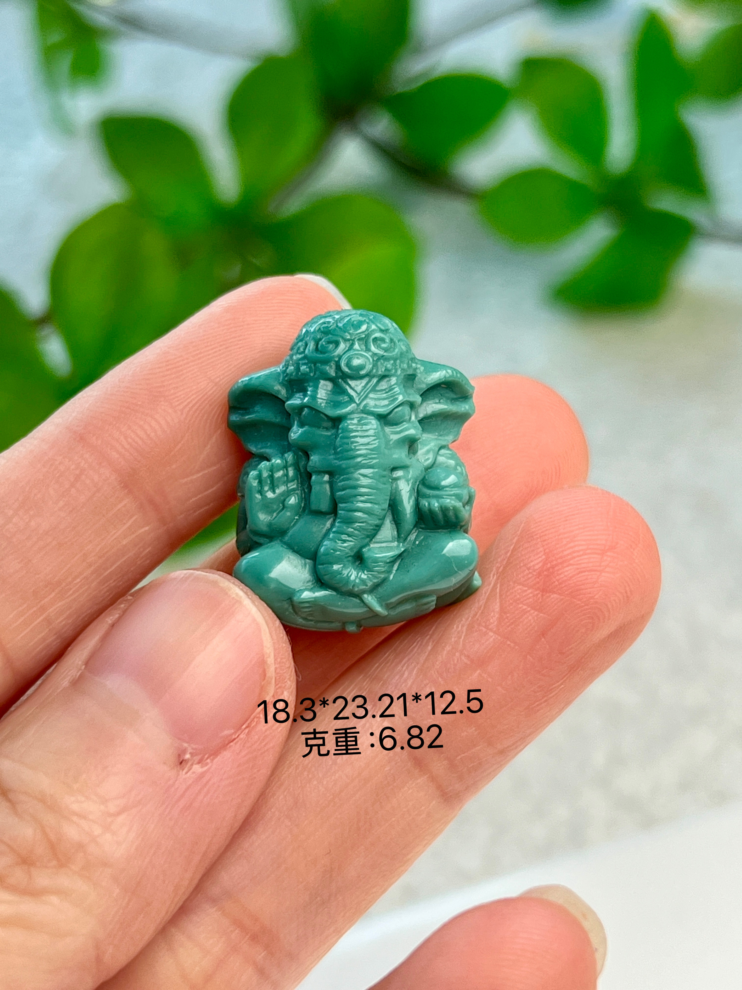 愿你绿松石高瓷精工象神吊坠