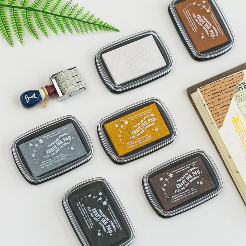 复古金属色大号印台印泥金银古铜玫瑰金进口棉芯橡皮章印台手指画