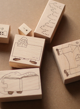 木质印章01/知识大象 星星屋 星浪 手帐桌 商品袜 流星