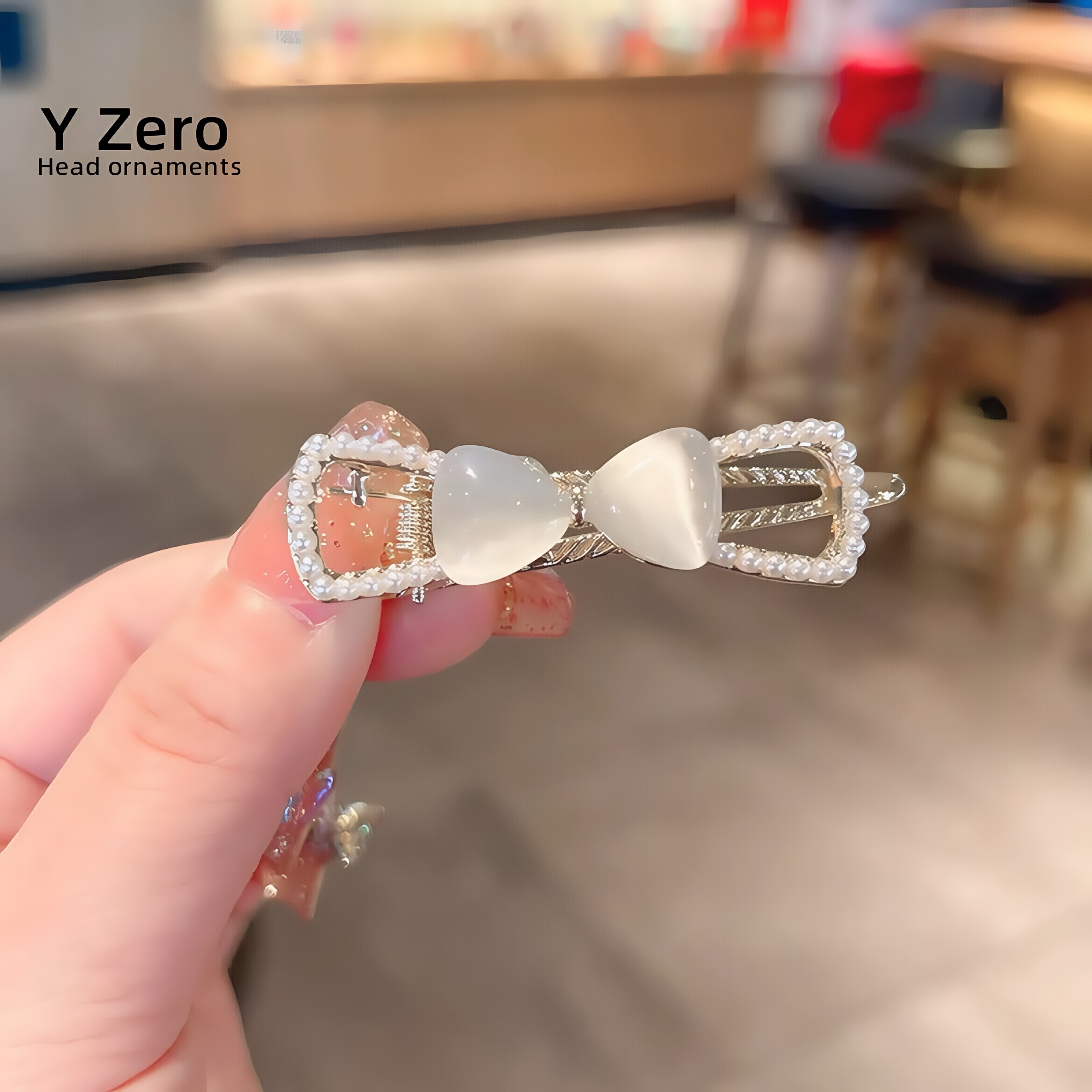 【贈運費險】精致貓眼蝴蝶結發夾