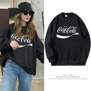 我们的秘密Lingorm邝玲玲同款可口可乐印花秋冬卫衣男女宽松衣服