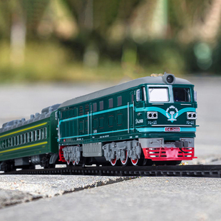 奥乐轨道火车玩具仿真电动轨道小火车绿皮东风4B内燃机车模型高铁