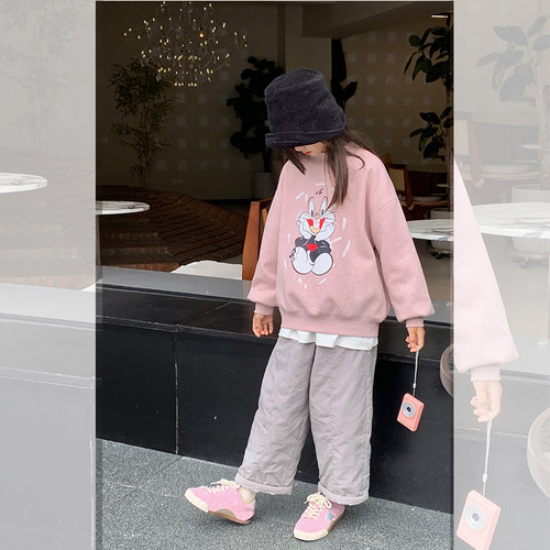 西西家女童冬款兔八哥加绒卫衣