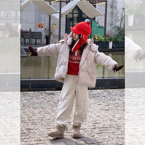 西西女童连帽羽绒服儿童保暖外套