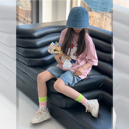 西西家女童夏季可爱卡通短袖T恤