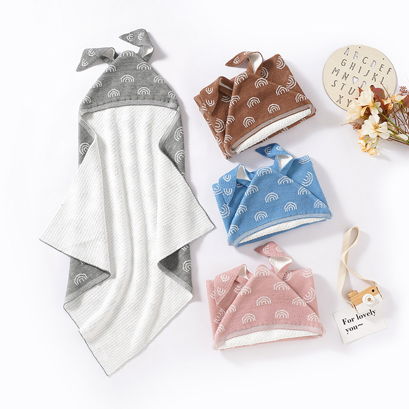 新款可爱兔子造型斗篷毯睡袋多功能针织小被子连帽抱毯薄宝宝毛毯