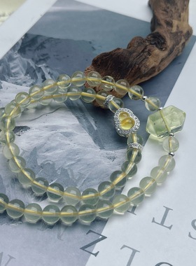 天然柠檬晶黄水晶手链女友双圈叠戴水晶手串百搭时尚饰品首饰葫芦