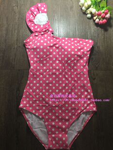 内销专柜品牌可爱波点显瘦单肩斜肩性感连体泳衣三色入monokini。