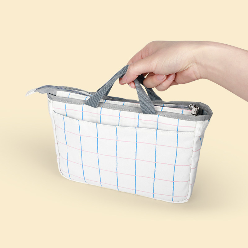 일본 KOKUYO 체크 무늬 느낌 WSG-BBL01 겸용 수납 가방 중형 가방