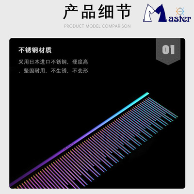 Master猫咪专业宠物排梳MR212挑毛猫用钢琴 长短针梳子直排美容梳