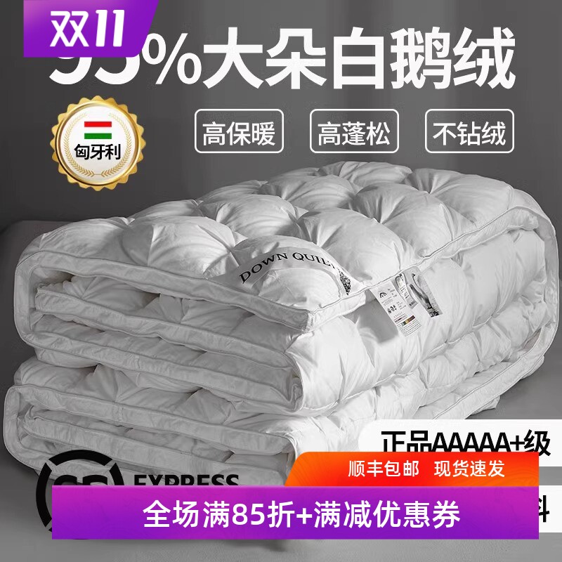 希尔顿酒店专用轻奢正品冬季全棉羽绒被高档抗菌加厚保暖95白鹅绒