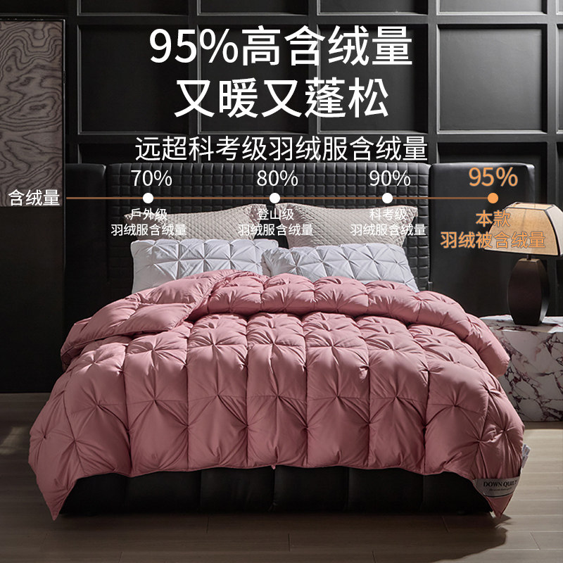 希尔顿酒店专用正品大朵白鹅绒冬被全棉加厚羽保暖绒被95被芯春秋