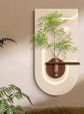 奶油风水培绿植玄关装饰画入户正对门挂画走廊过道尽头造景墙壁画