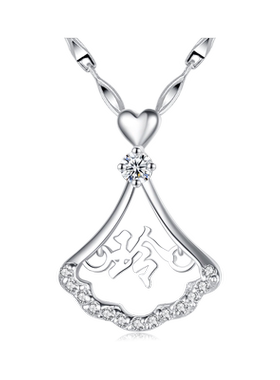 扇形名字锁骨链银饰品定制