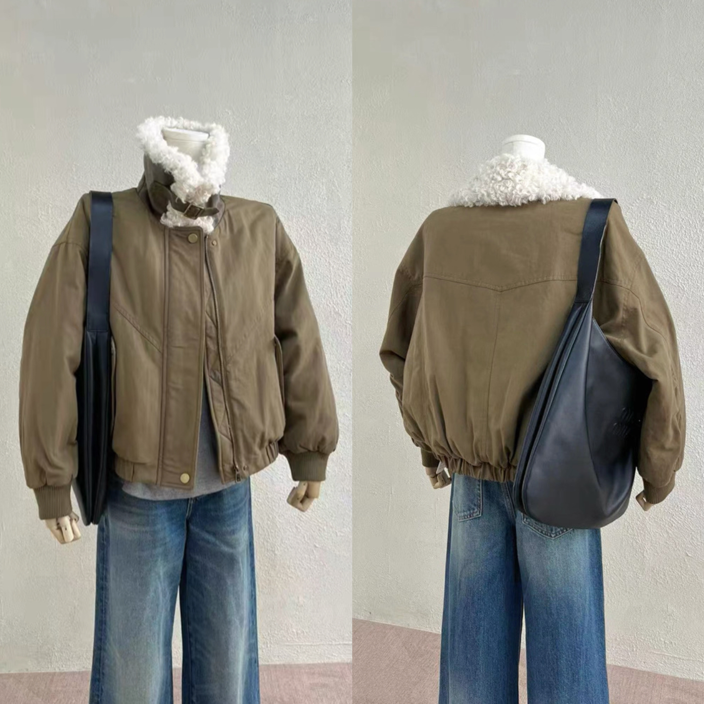 毛领拼接90白鸭绒保暖工装羽绒服