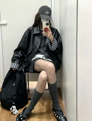 ELUCP ELUCP2026早秋新款韩国设计师款黑色皮衣外套女夹克