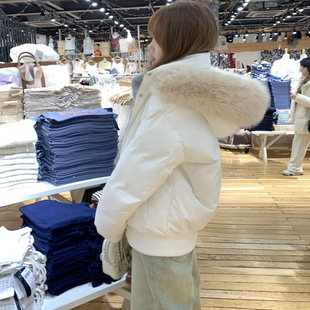 巨好看大毛领90白鸭绒派克羽绒服女小个子冬季 加厚连帽保暖外套