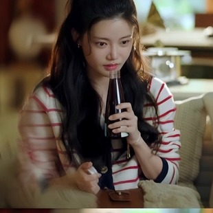 我在顶峰等你孙珍妮同款拼色条纹海军领针织毛衣开衫外套女