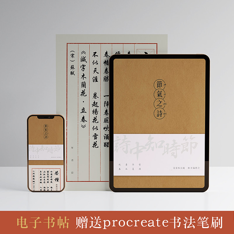 ipad电子字帖procreate书法笔刷行楷瘦金体毛笔纸张底纹临摹素材图片