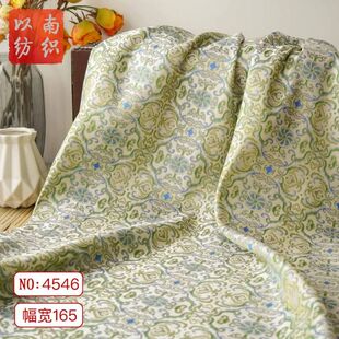 新款仿宋锦四合蔓草纹织金时装面料中式复古抱枕挺括礼服提花布料
