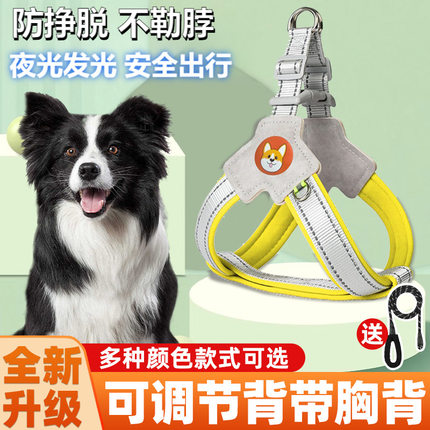 狗狗牵引绳胸背带背心式宠物遛狗绳中小型柴犬柯基比熊泰迪狗链子