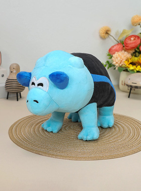 新款马里奥游戏周边 7寸暴冲兽Bulrush毛绒公仔 蓝色野牛玩偶