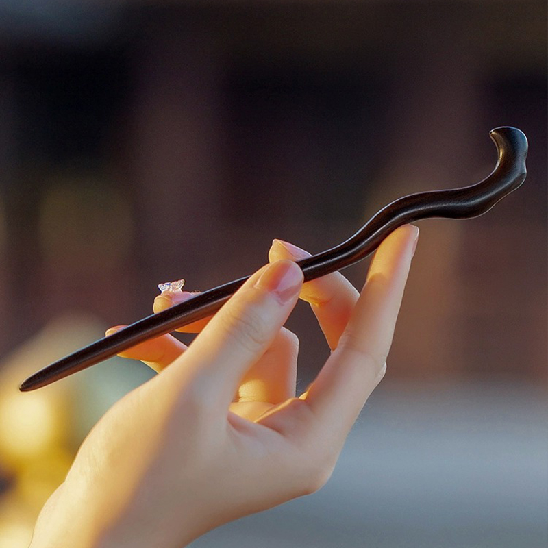 黑檀木发簪新中式古风女高级感盘发日常发钗簪子2024新款高端木簪