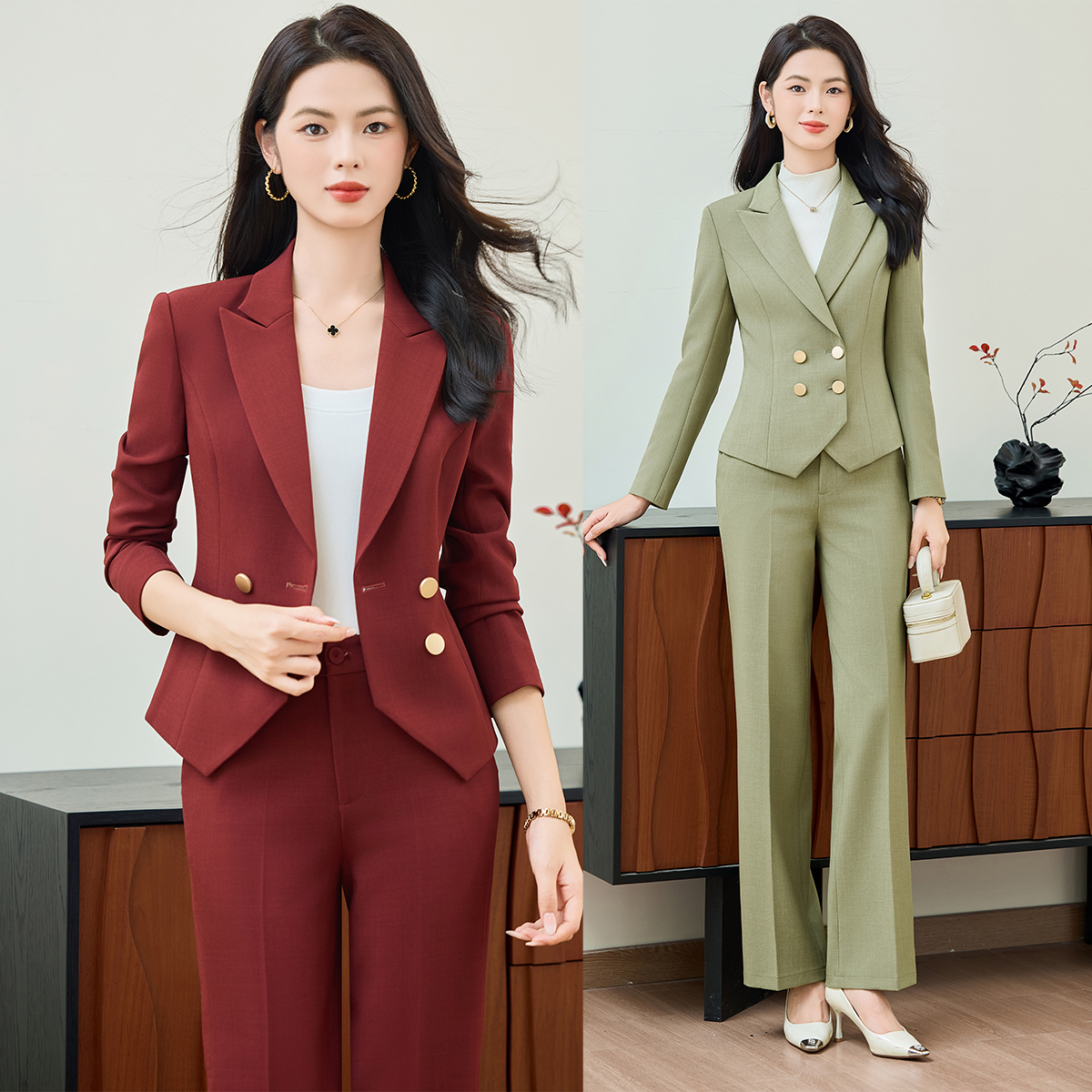 西装套装女2025新款春秋长袖职业气质工装酒店前台西服正装工作服