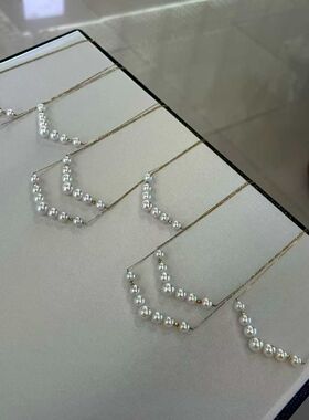 18k金海水Ak微笑链 6.5-8.5mm渐变点位，珠光冷润带晕