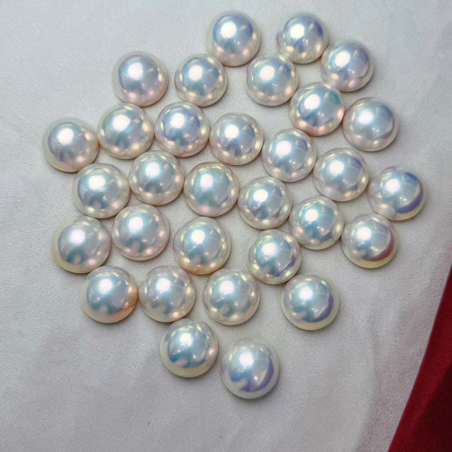 20-21mm 海水马贝珍珠,厚度饱满,极光粉亮,镜面,微微纹
