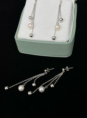 天然海水珍珠耳钉通体s925银，6.5-7mm正圆基本无暇，附证书