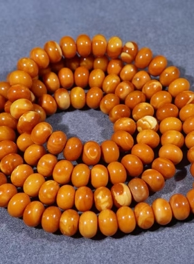 一物一证，天然老花蜡算盘鼓珠108佛珠直径8mm、26.06克。