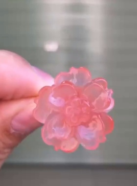 s925银川料南红冰粉色荷花造型戒指22.2×21.5×12.2mm