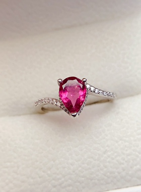 s925银天然碧玺戒指，高净度，满火彩，主石尺寸:6*8mm