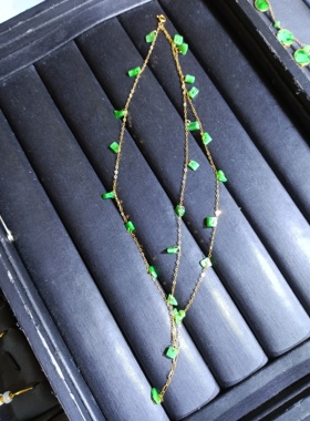 18K金镶三层天然缅甸料翡翠A货仙女手链，实物更好看