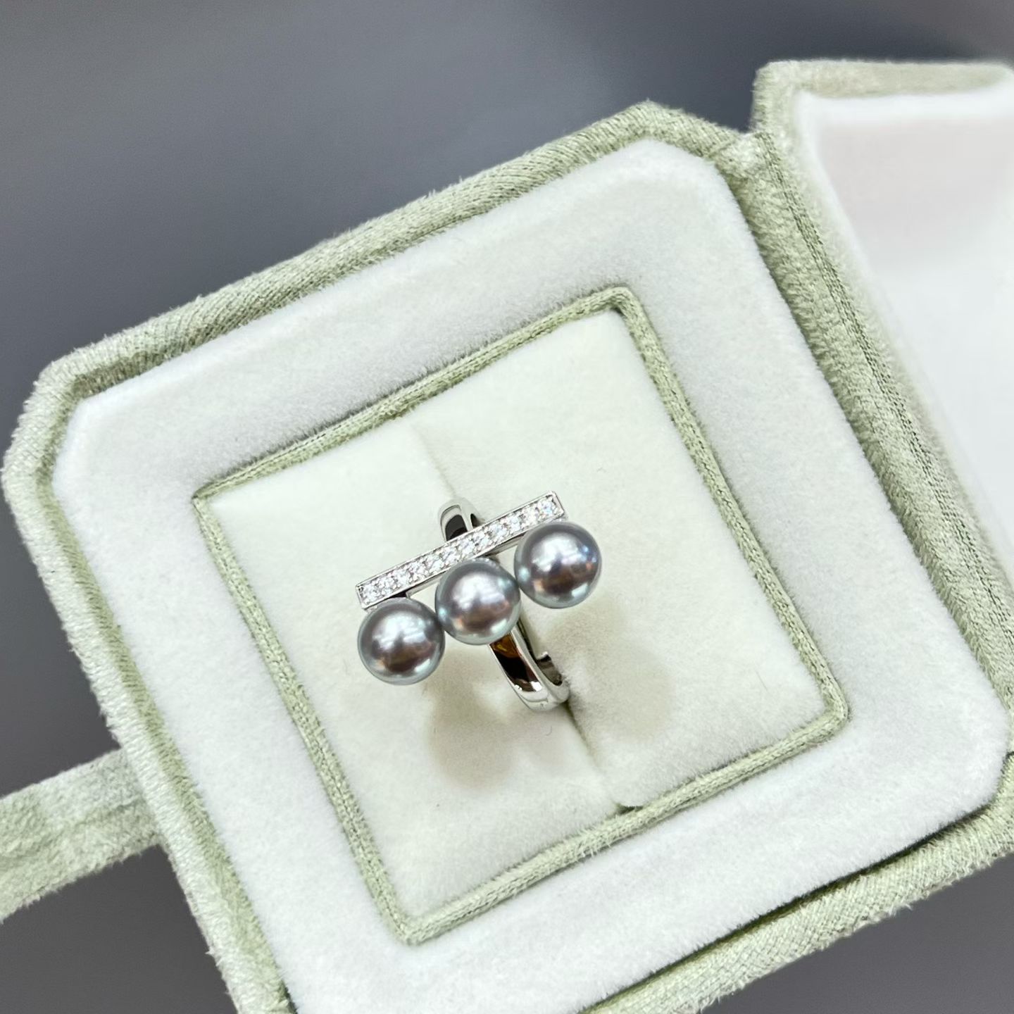 s925银海水ak真多麻戒指，7-8mm海水ak真多麻无暇珍珠