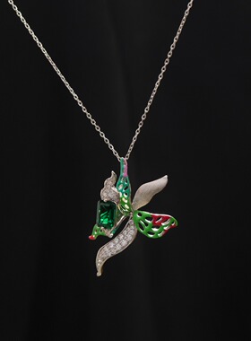 蝴蝶兰项链，吊坠，戒指，s925银，手绘珐琅彩