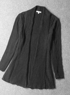 5283-外贸美国原单长袖开衫扭花针织衫中长风衣裙 胸围94-124