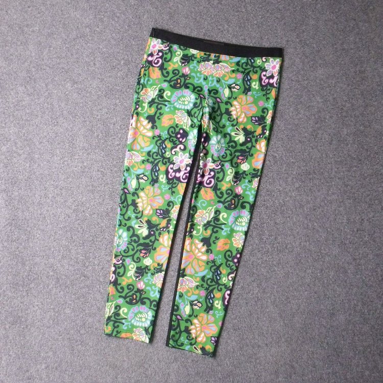 7307-好做工奢品级中低腰弹力瑜珈休闲大码小脚九分裤 腰围76-84