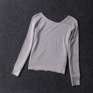 薄针织衫 8062 针织套头款 女式 外贸棉质不规则领拼接款