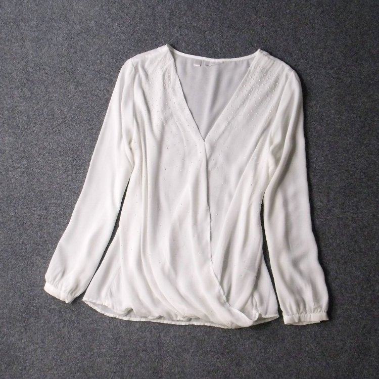 1089-德国莼源 雪纺烫珠 超大码外贸原单薄款长袖衬衫 100-300斤