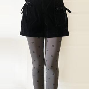 波点厚丝袜秋80d连裤 袜doll古董娃娃黑色深灰色复古圆点袜子少女