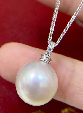 DIY珍珠配件 S925 纯银吊坠空托 金色银色项链坠 配10-13mm圆巴珠