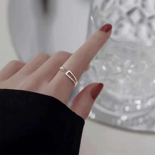 配4 DIY珍珠小配件 指环银饰托 K金版 6mm圆扁珠 S925纯银戒指空托