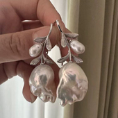 S925 纯银耳钉空托 金色银色银饰耳环 DIY珍珠配件 配6 15mm异型