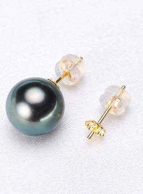 DIY珍珠配件 G18k金  au750基础简单耳针耳钉空托 配5-12mm圆珠